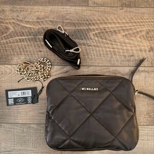 MZ Wallace Dark Brown Quilted Bag with Gold Chain